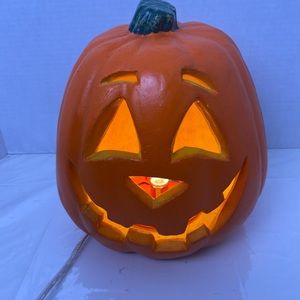 Vintage 1998 Halloween Decor Pumpkin Jack O Lantern Light Up Foam Blow Mold